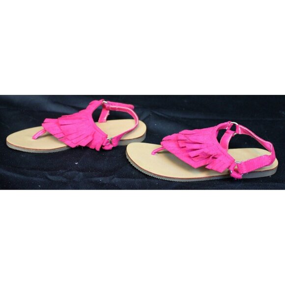 Gymboree Fairy Fashionable Girl's Pink Fringe Suede Sandals sz 12 Beach Spring - Picture 2 of 7